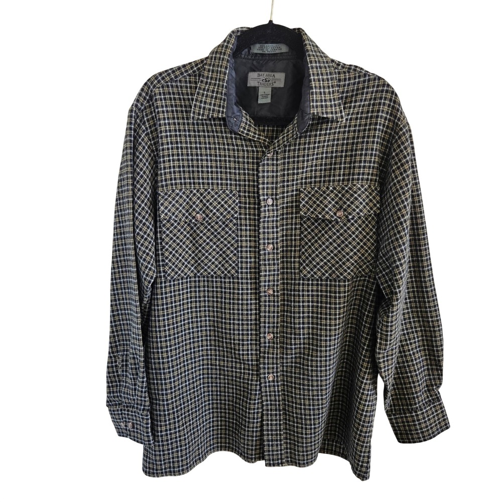 Bay Area Traders Mens Size L Casual Warm Shirt Pockets Outdoors Camping Plaid